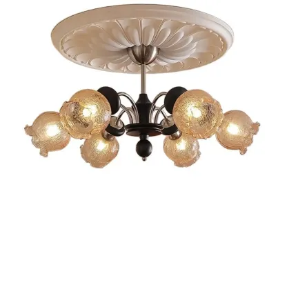 Black Crystalline Glass Globe Modern Chandelier Lights Image - 4