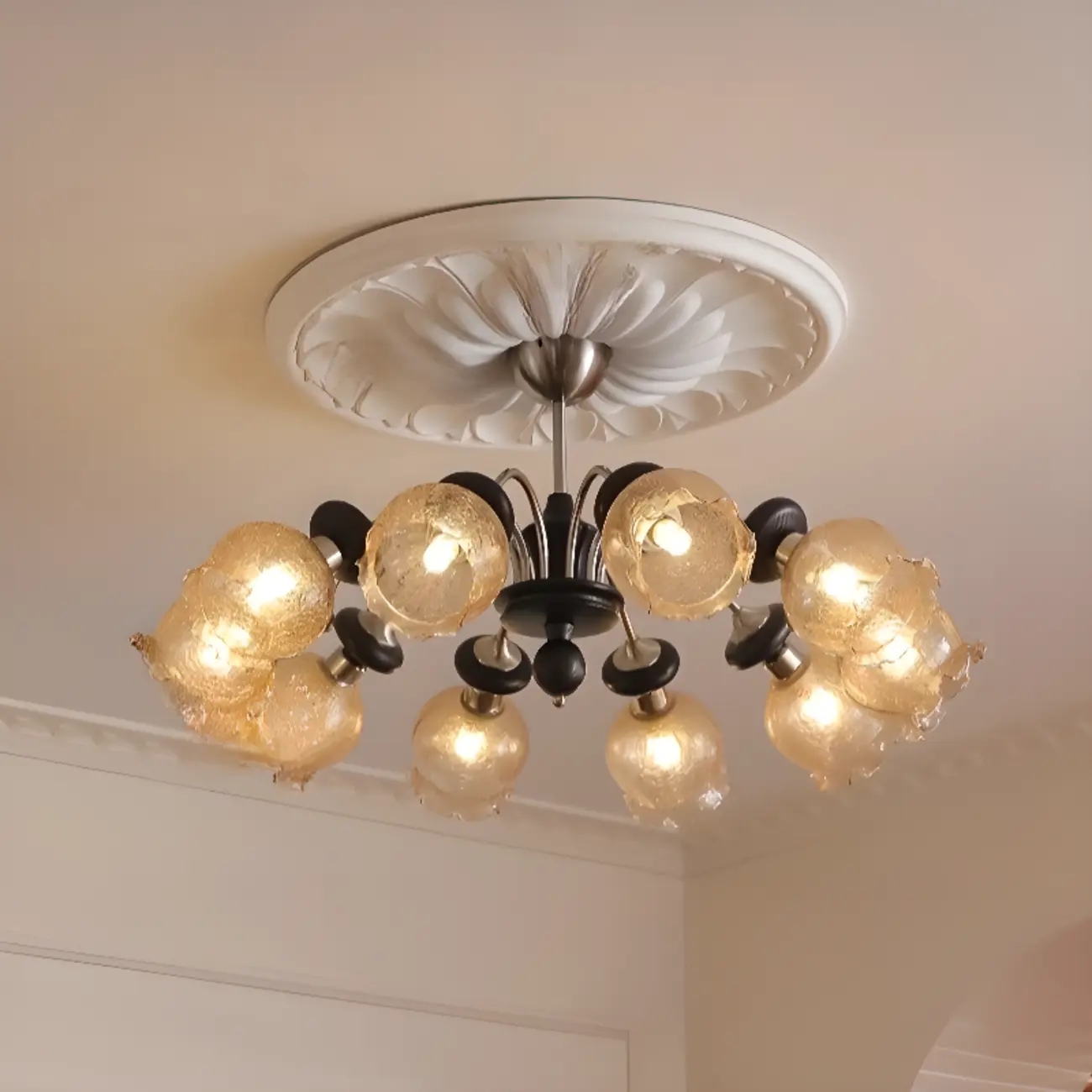 Black Crystalline Glass Globe Modern Chandelier Lights Image - 5 | homeyfad