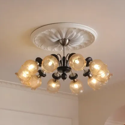 Black Crystalline Glass Globe Modern Chandelier Lights Image - 5