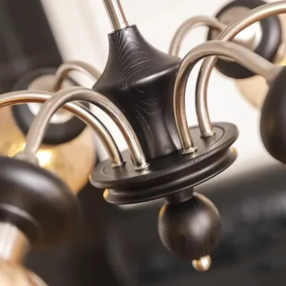 Black Crystalline Glass Globe Modern Chandelier Lights Image - 6