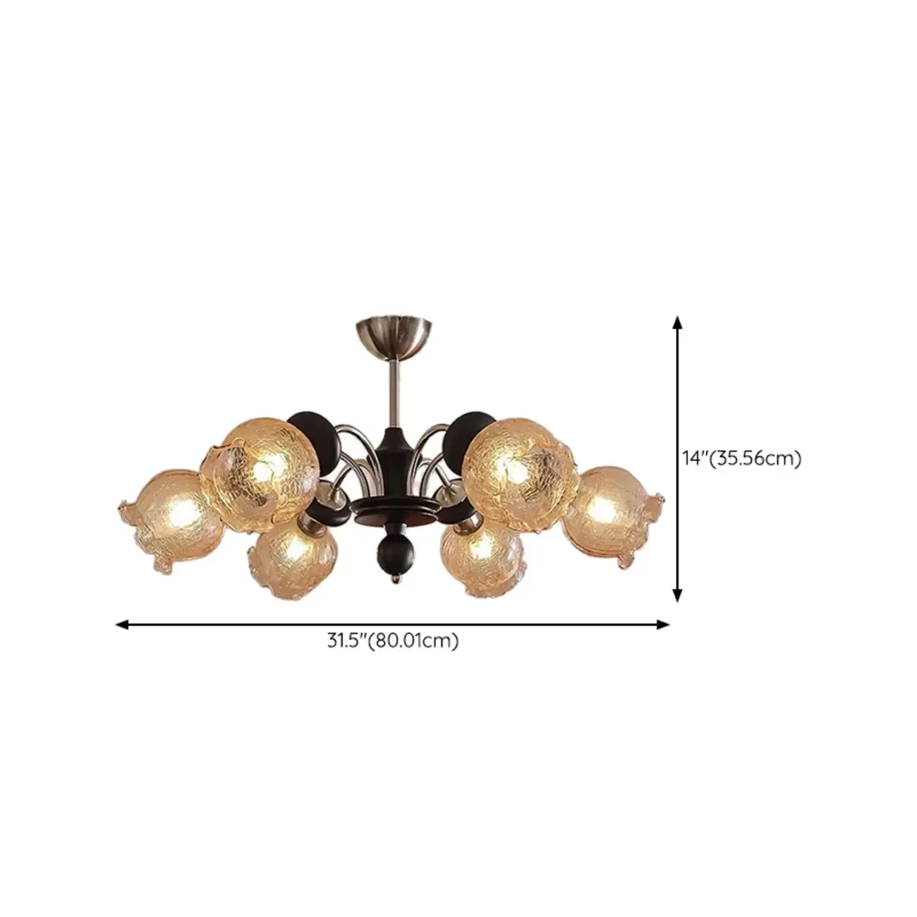 Black Crystalline Glass Globe Modern Chandelier Lights #size
