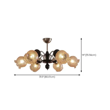 Black Crystalline Glass Globe Modern Chandelier Lights #size