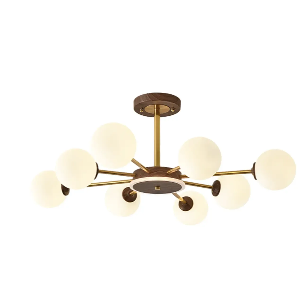 Gold Linear Glass Orb Modern Chandelier Light Image - 2