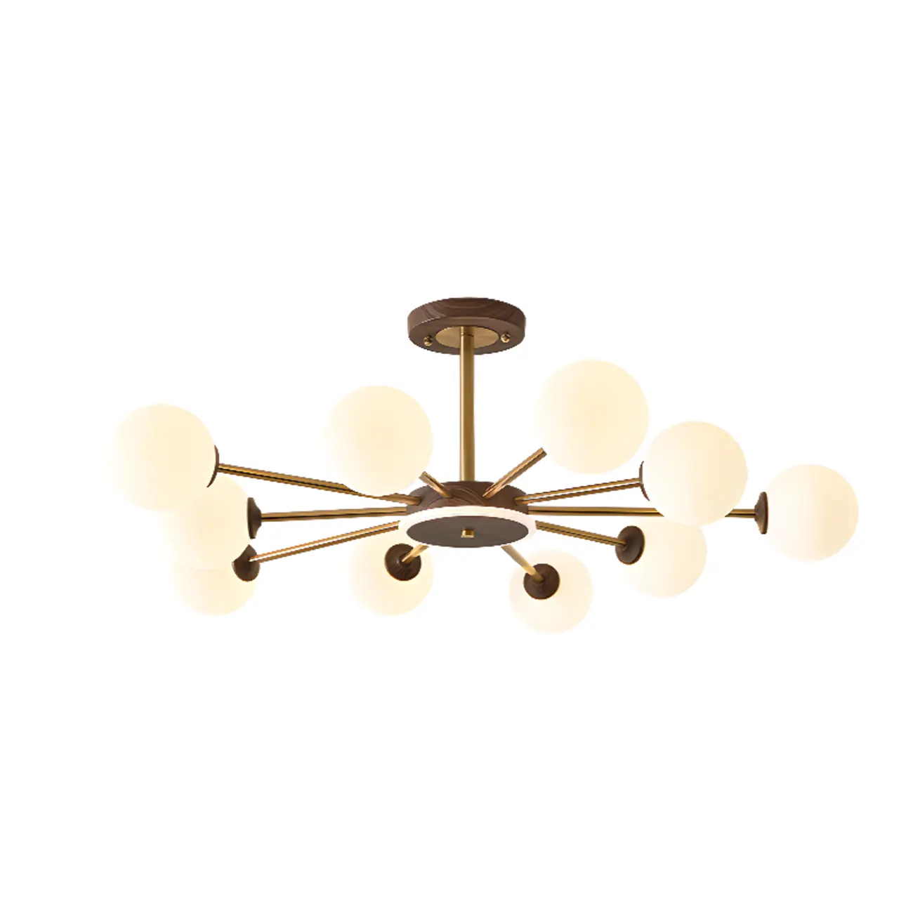 Gold Linear Glass Orb Modern Chandelier Light Image - 3 | homeyfad