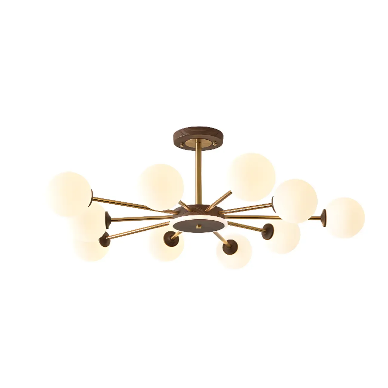 Gold Linear Glass Orb Modern Chandelier Light Image - 3