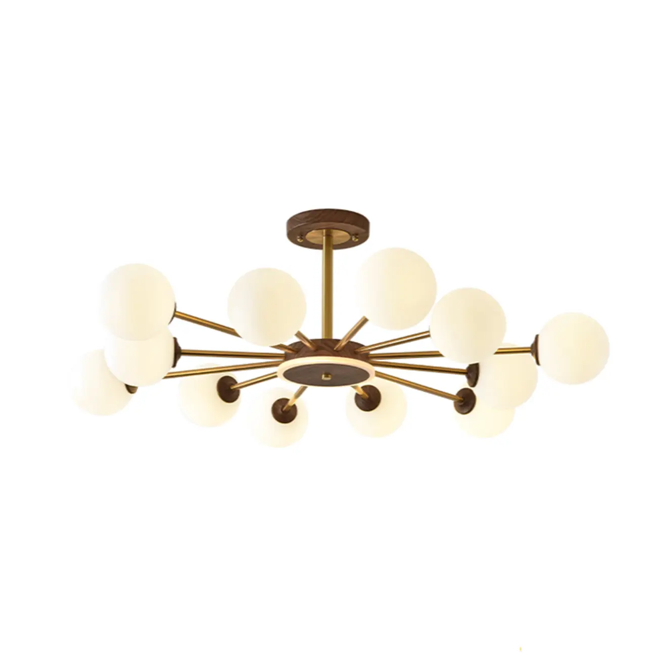 Gold Linear Glass Orb Modern Chandelier Light Image - 5 | homeyfad