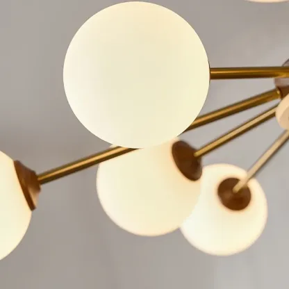 Gold Linear Glass Orb Modern Chandelier Light Image - 8