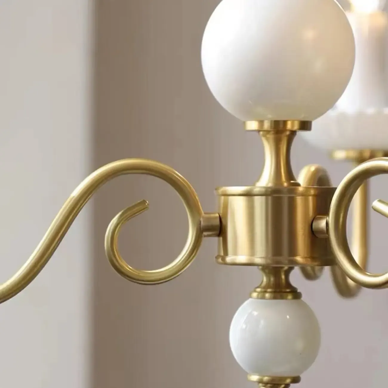 Retro Classic White Candelabra Chain Chandelier Dining Room Image - 4