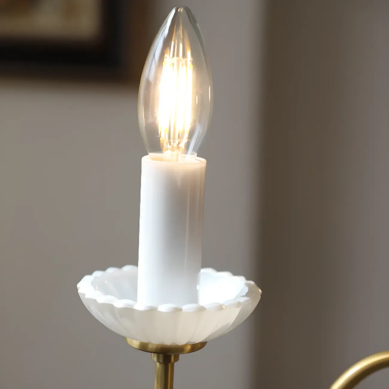 Retro Classic White Candelabra Chain Chandelier Dining Room Image - 6