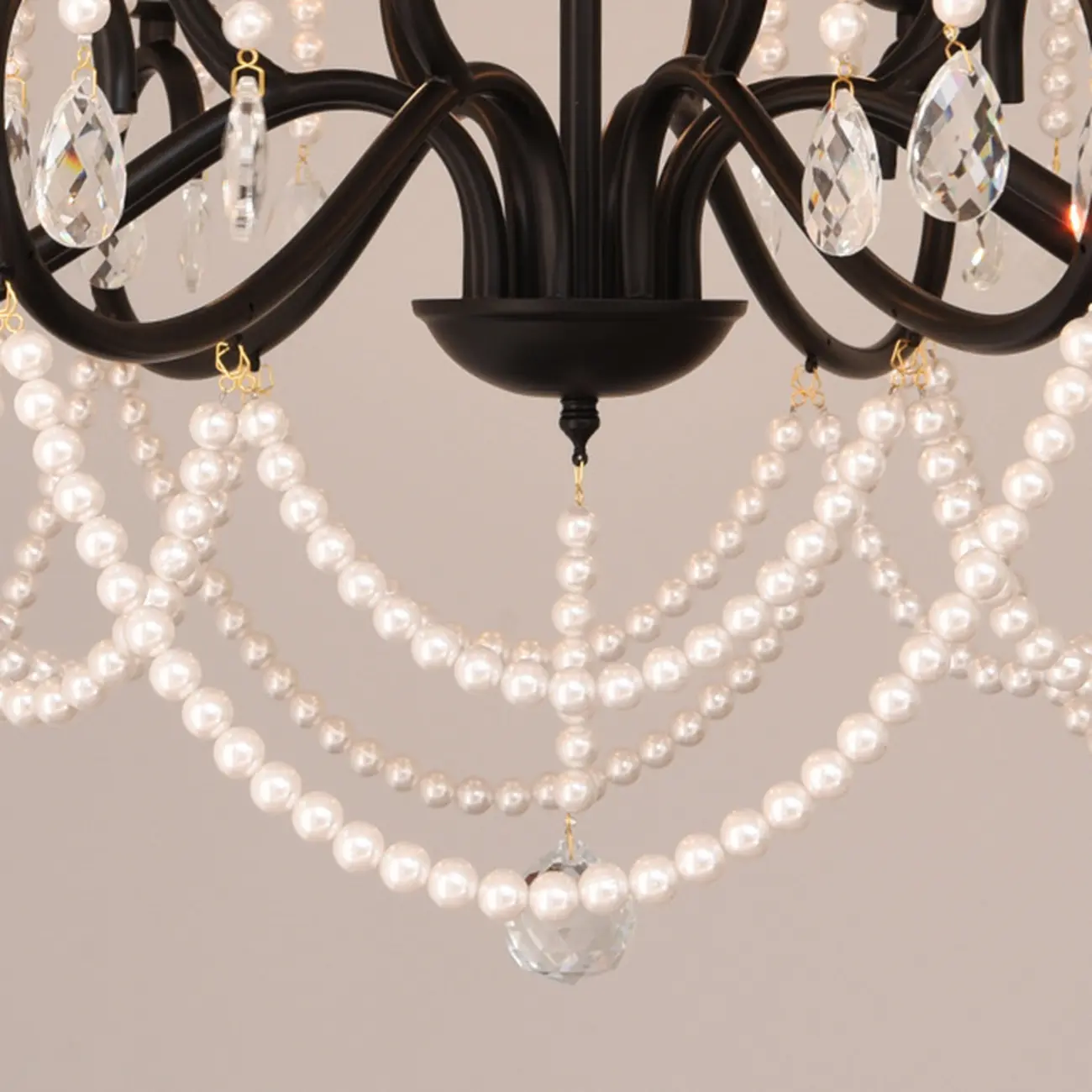 Vintage Black Crystal Beaded Candelabra Chandelier Image - 9 | homeyfad