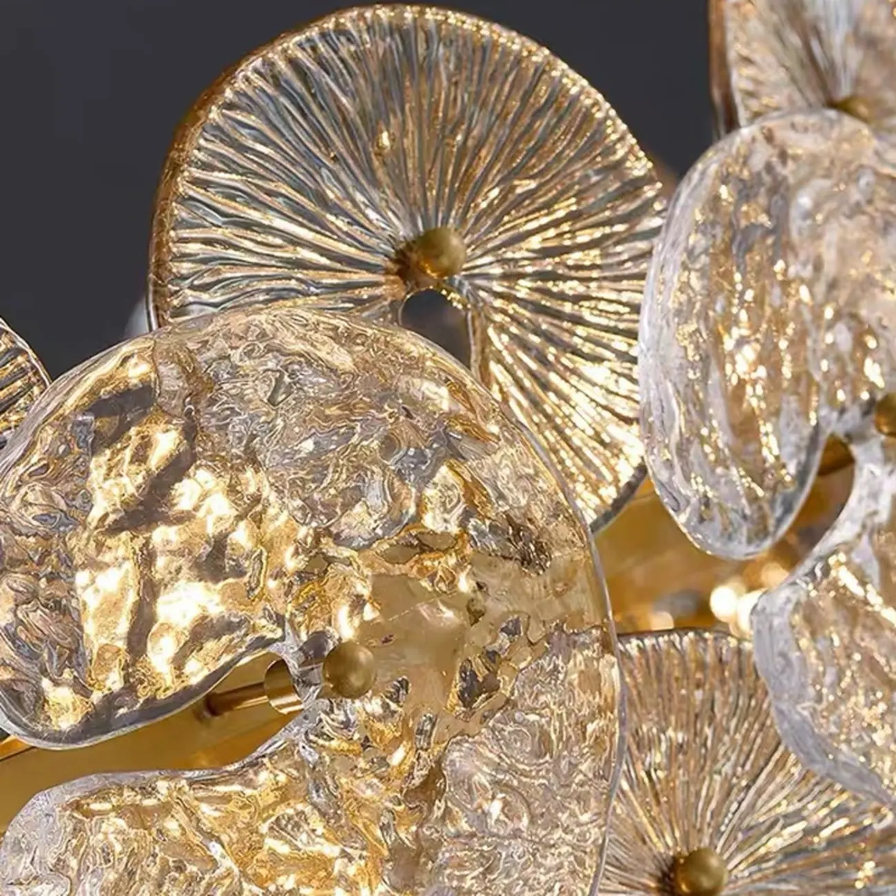 Gold Crystal Glass Floral Modern Chandelier Light Image - 6 | homeyfad