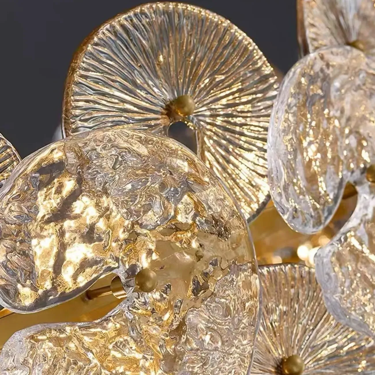 Gold Crystal Glass Floral Modern Chandelier Light Image - 6