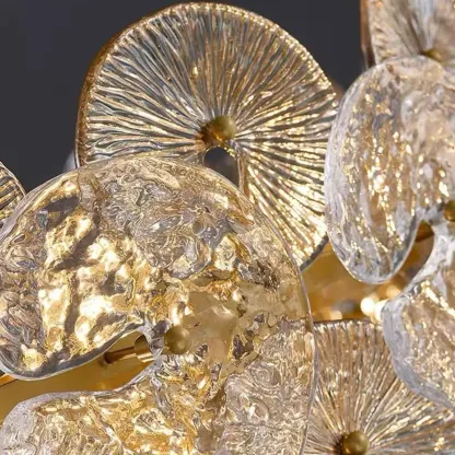 Gold Crystal Glass Floral Modern Chandelier Light Image - 6