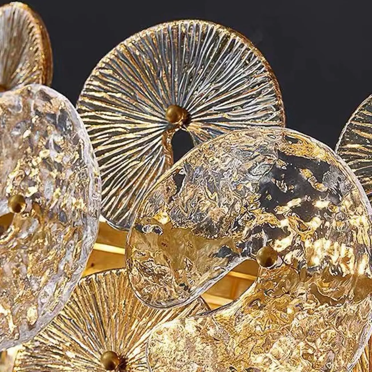 Gold Crystal Glass Floral Modern Chandelier Light Image - 7 | homeyfad