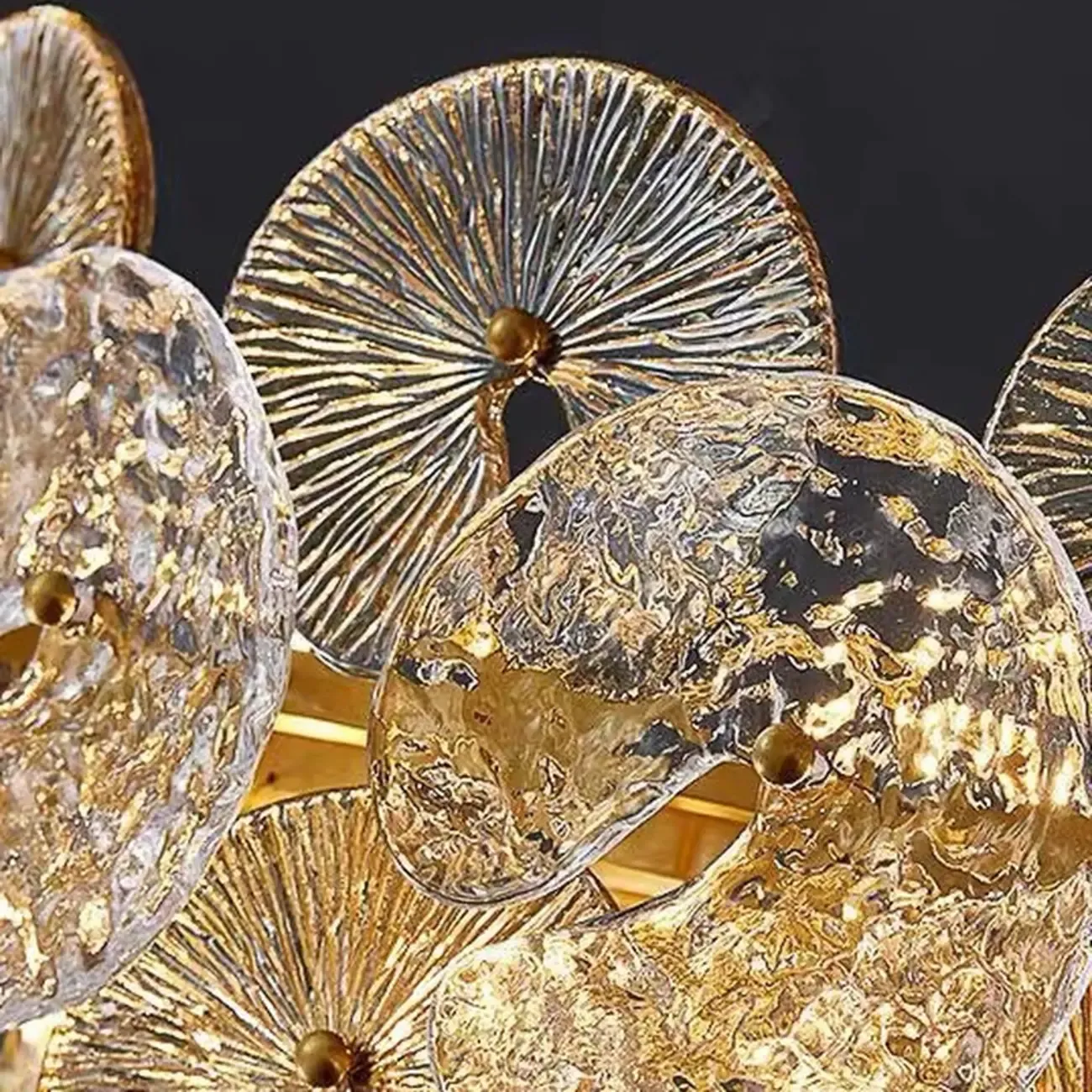 Gold Crystal Glass Floral Modern Chandelier Light Image - 7