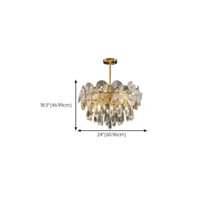 Gold Crystal Glass Floral Modern Chandelier Light Image - 9