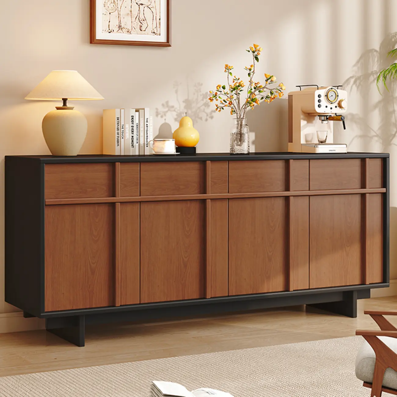 Vintage Minimalist Freestanding Wood Storage Combo Dresser Image - 1 | homeyfad