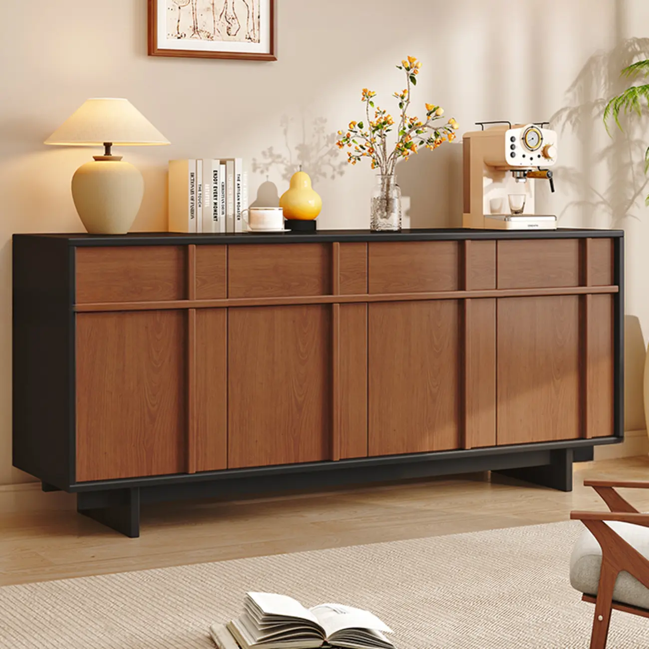 Vintage Minimalist Freestanding Wood Storage Combo Dresser Image - 3 | homeyfad