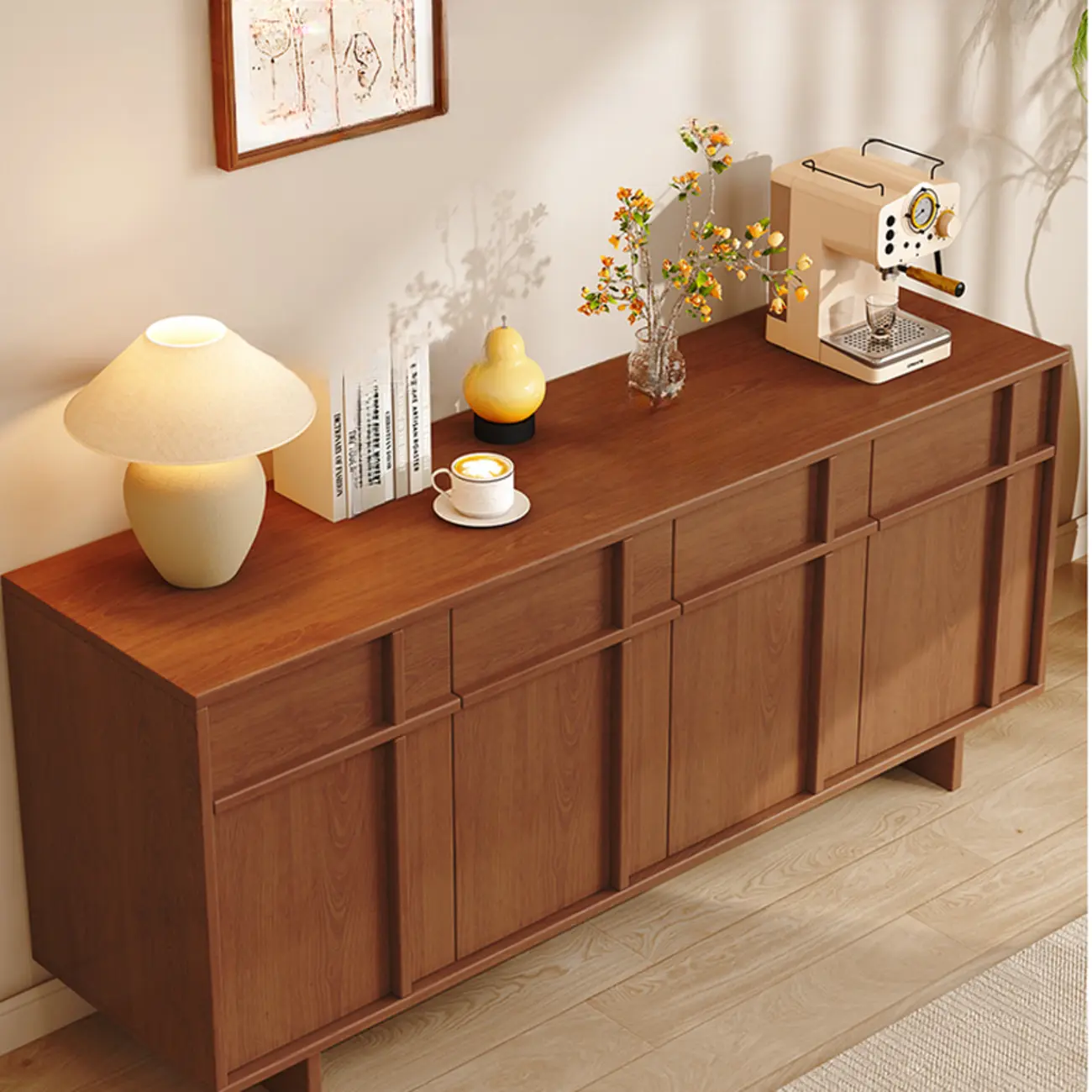 Vintage Minimalist Freestanding Wood Storage Combo Dresser Image - 8 | homeyfad