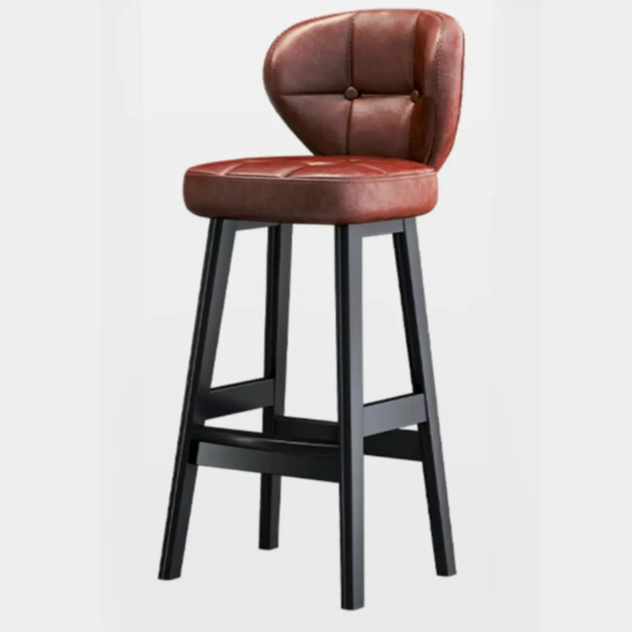Casual Rawhide Bar Stools in Cognac with Back Quadrilateral Seat and Leg Rest Image - 2 | homeyfad