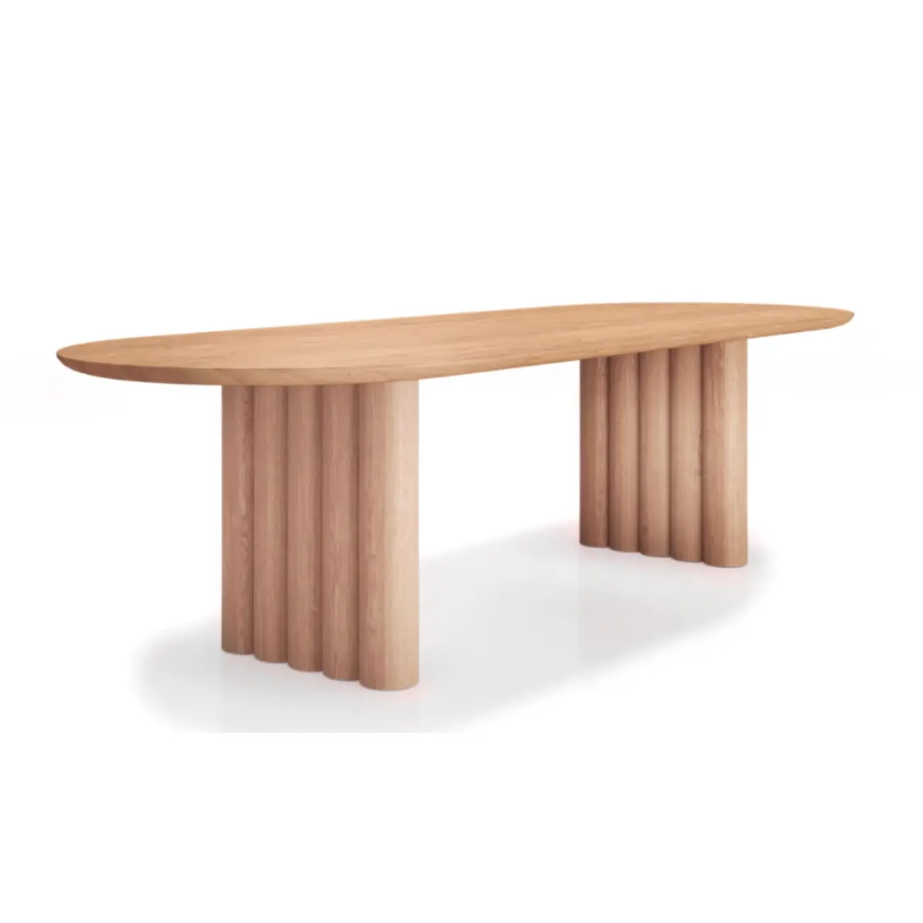 Modern Oval Solid Wood Double Pedestal Table Image - 3 | homeyfad