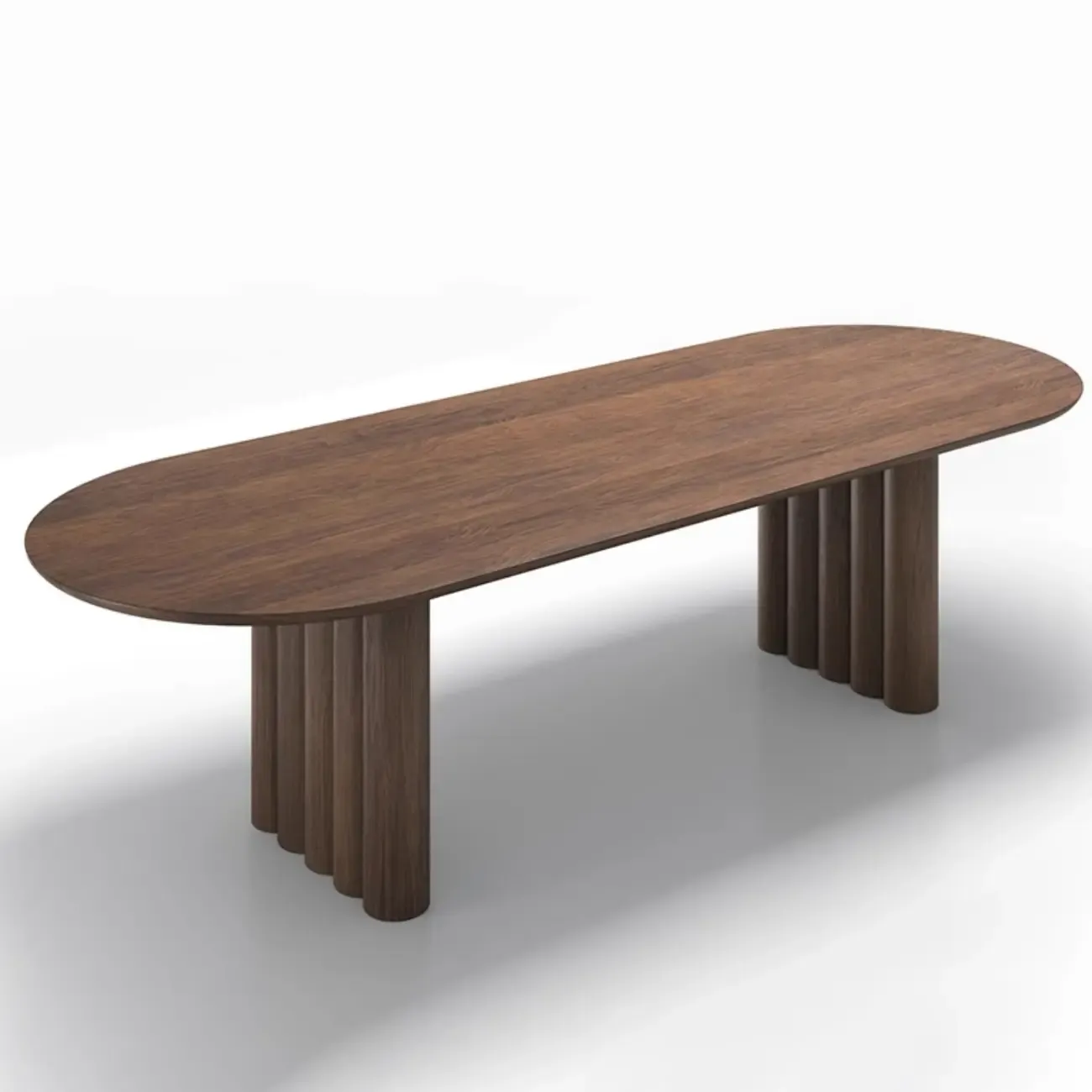 Modern Oval Solid Wood Double Pedestal Table Image - 5