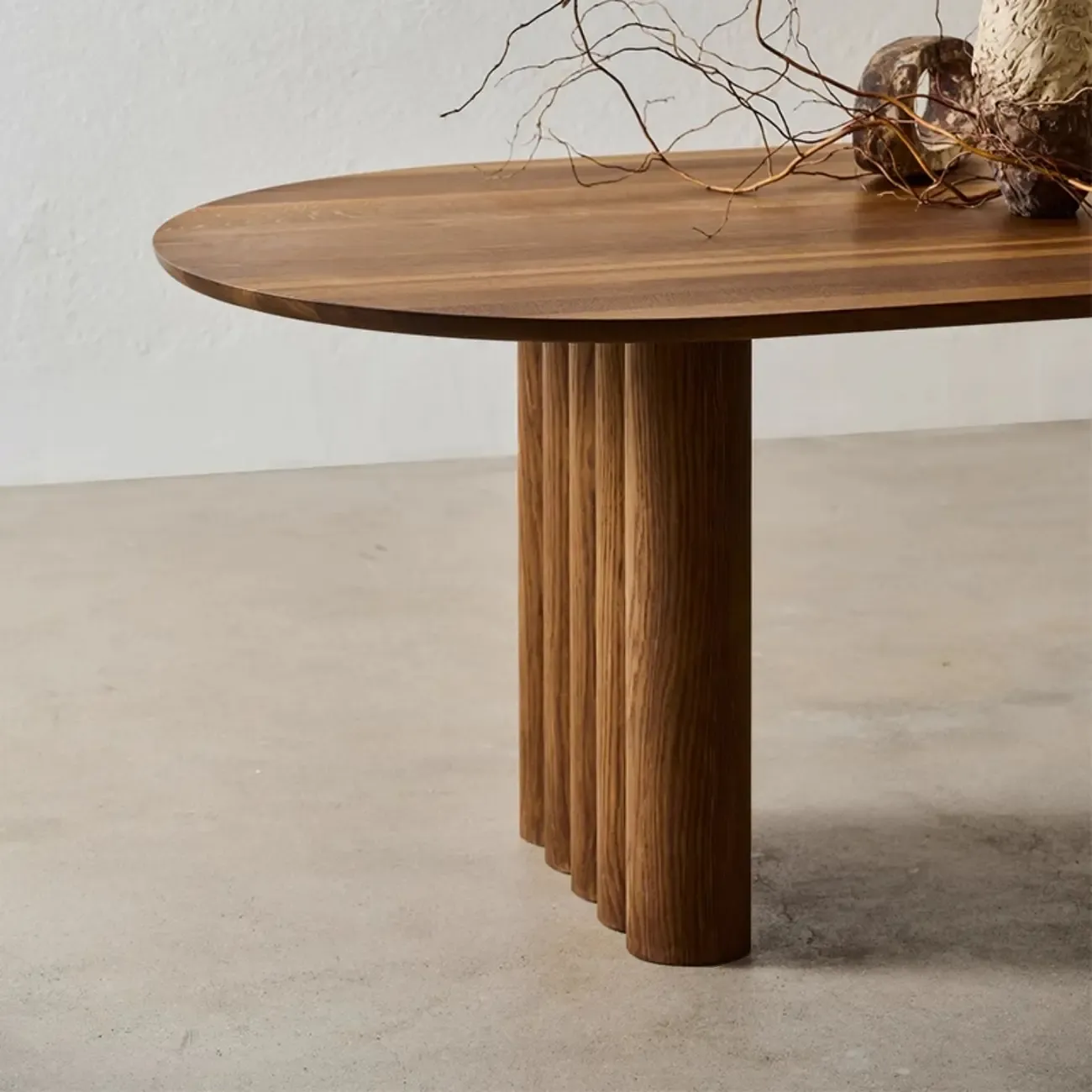 Modern Oval Solid Wood Double Pedestal Table Image - 7