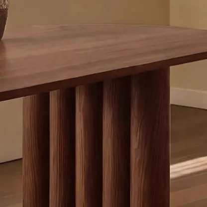 Modern Oval Solid Wood Double Pedestal Table Image - 8