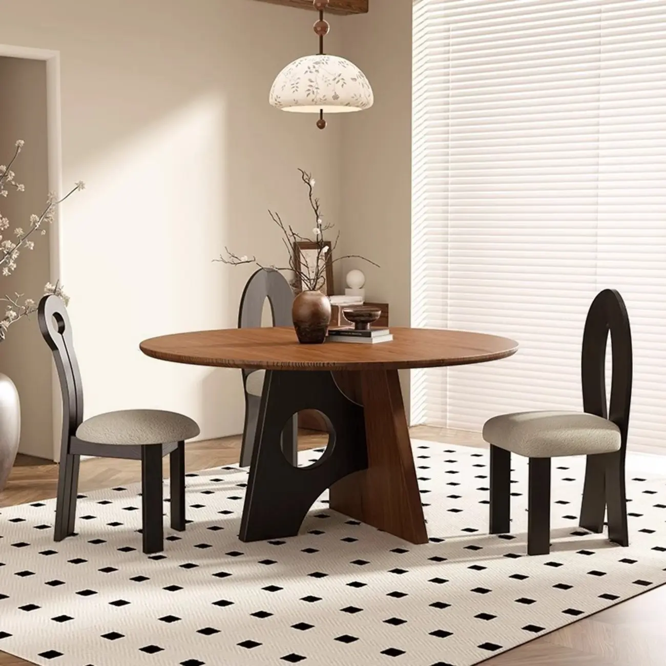 Modern Round Wood Pedestal Dining Table Image - 1 | homeyfad