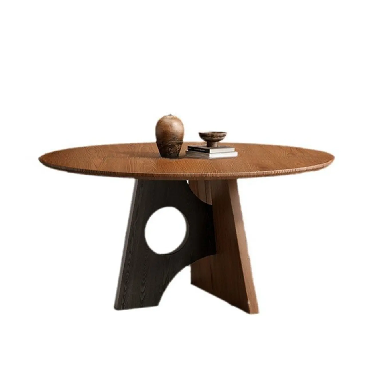 Modern Round Wood Pedestal Dining Table Image - 2 | homeyfad