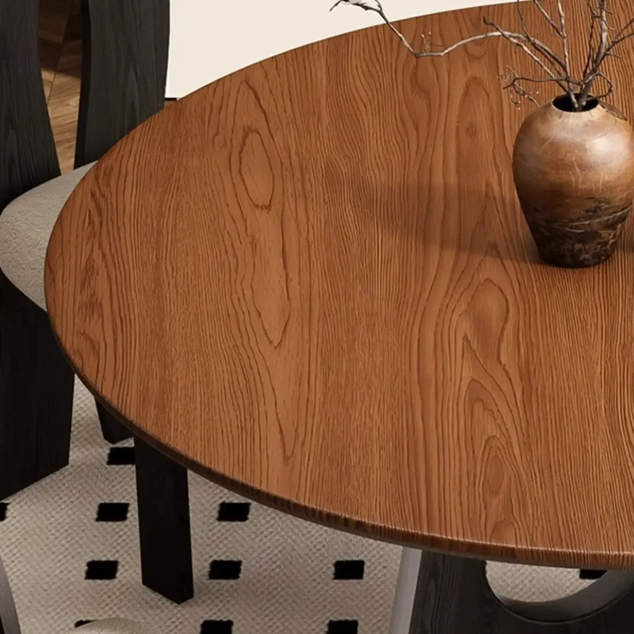 Modern Round Wood Pedestal Dining Table Image - 6