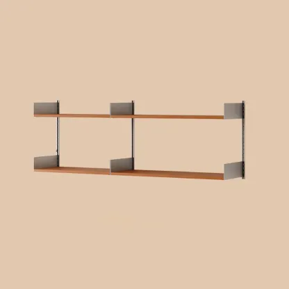 Brown Wall Mounted Floating Bookshelf with Storage Image - 4