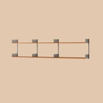 Brown Wall Mounted Floating Bookshelf with Storage Image - 5