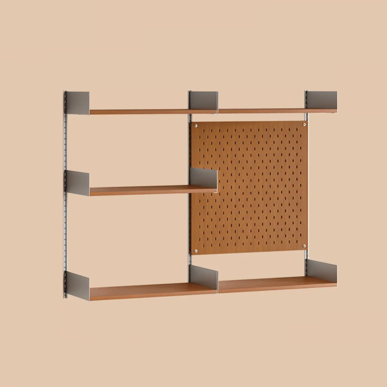 Brown Wall Mounted Floating Bookshelf with Storage Image - 6 | homeyfad