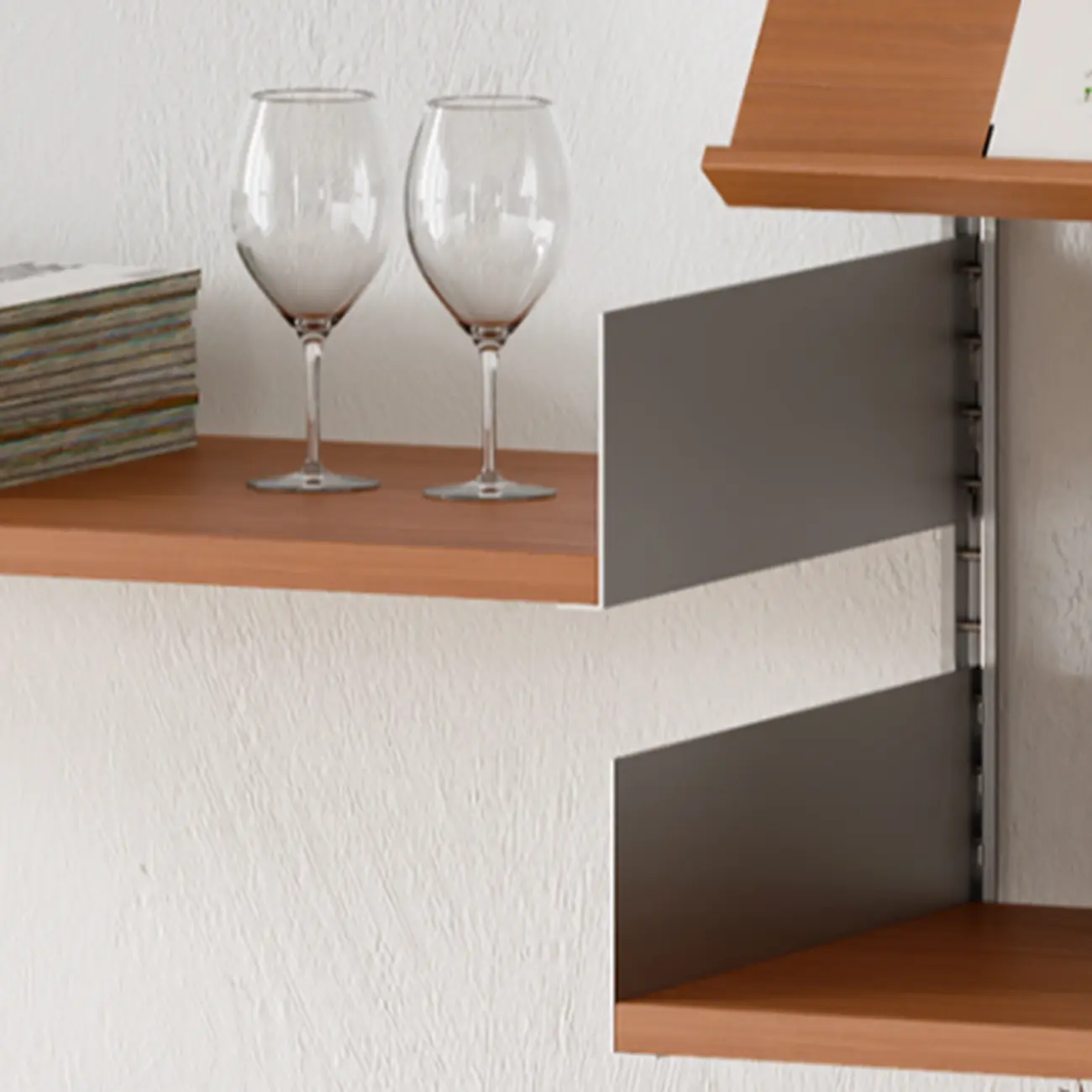 Brown Wall Mounted Floating Bookshelf with Storage Image - 9 | homeyfad