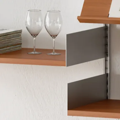 Brown Wall Mounted Floating Bookshelf with Storage Image - 9