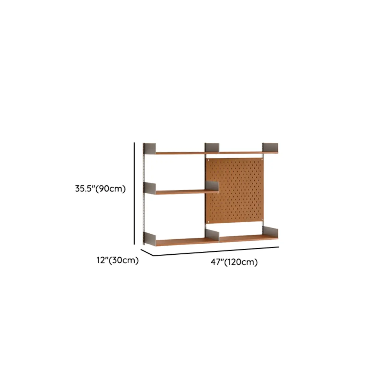 Brown Wall Mounted Floating Bookshelf with Storage #size | homeyfad