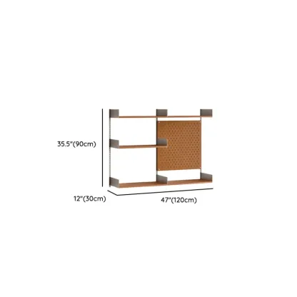Brown Wall Mounted Floating Bookshelf with Storage #size