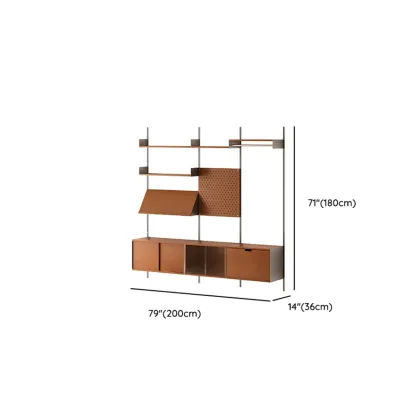 Modern Walnut Wood Wall-mounted Bookshelf Vertical Organize Unit Image - 8