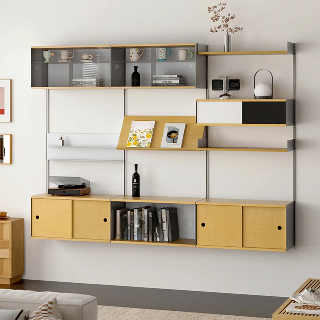 Modern Wall Mounted Display Floating Bookshelf With Storages Image - 1 | homeyfad