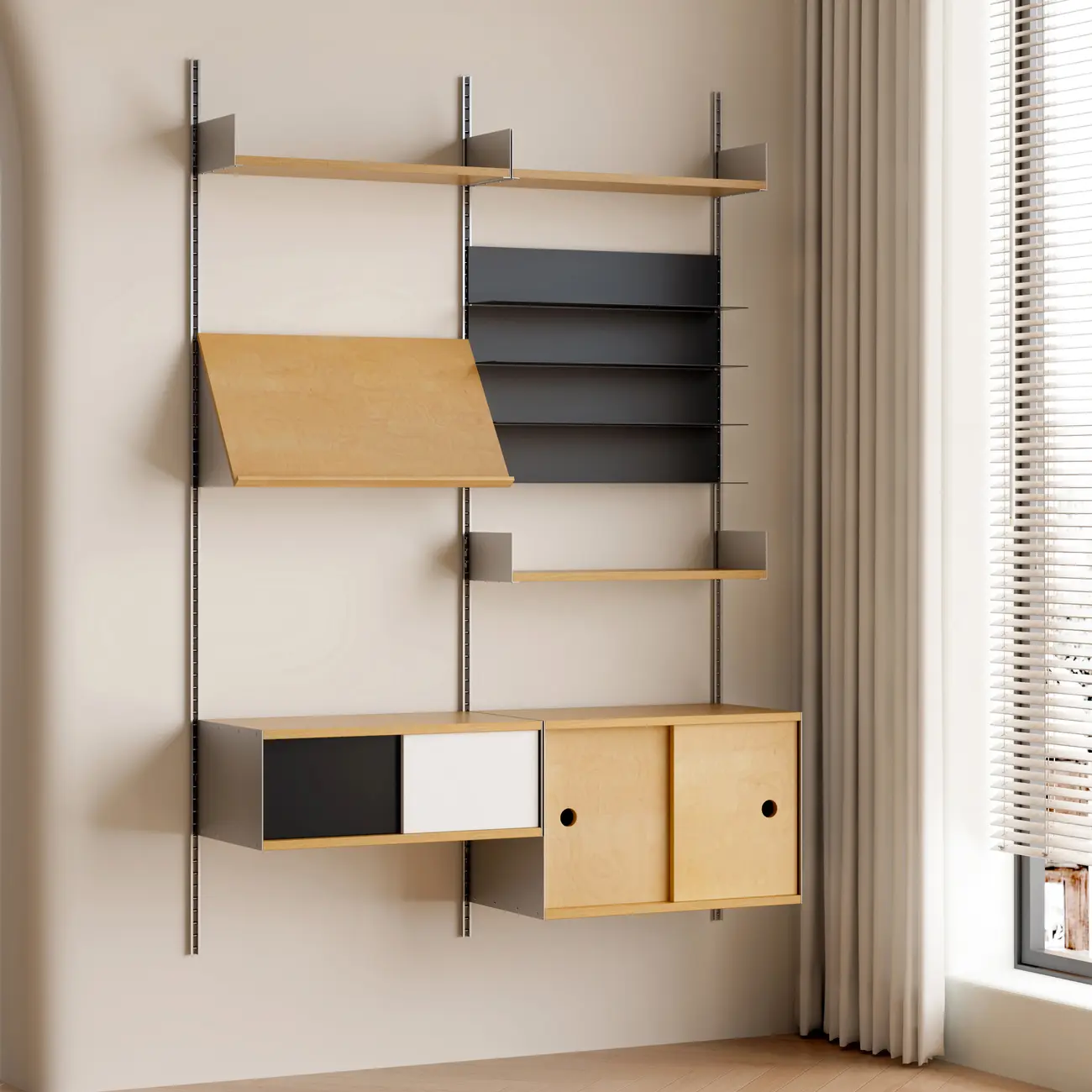 Modern Wall Mounted Display Floating Bookshelf With Storages Image - 2 | homeyfad