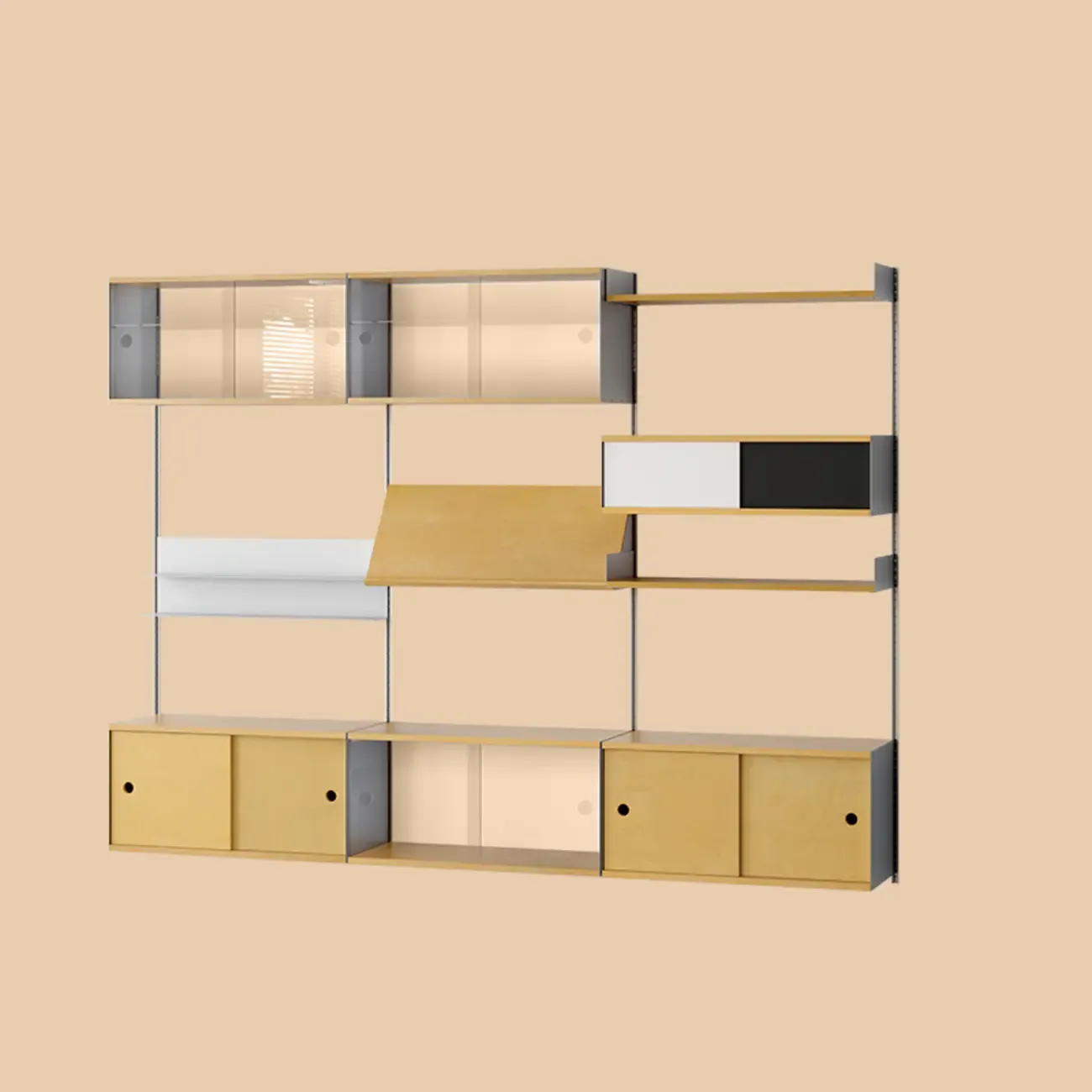 Modern Wall Mounted Display Floating Bookshelf With Storages Image - 5