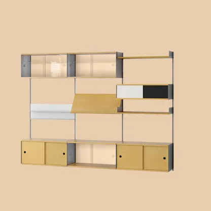 Modern Wall Mounted Display Floating Bookshelf With Storages Image - 5