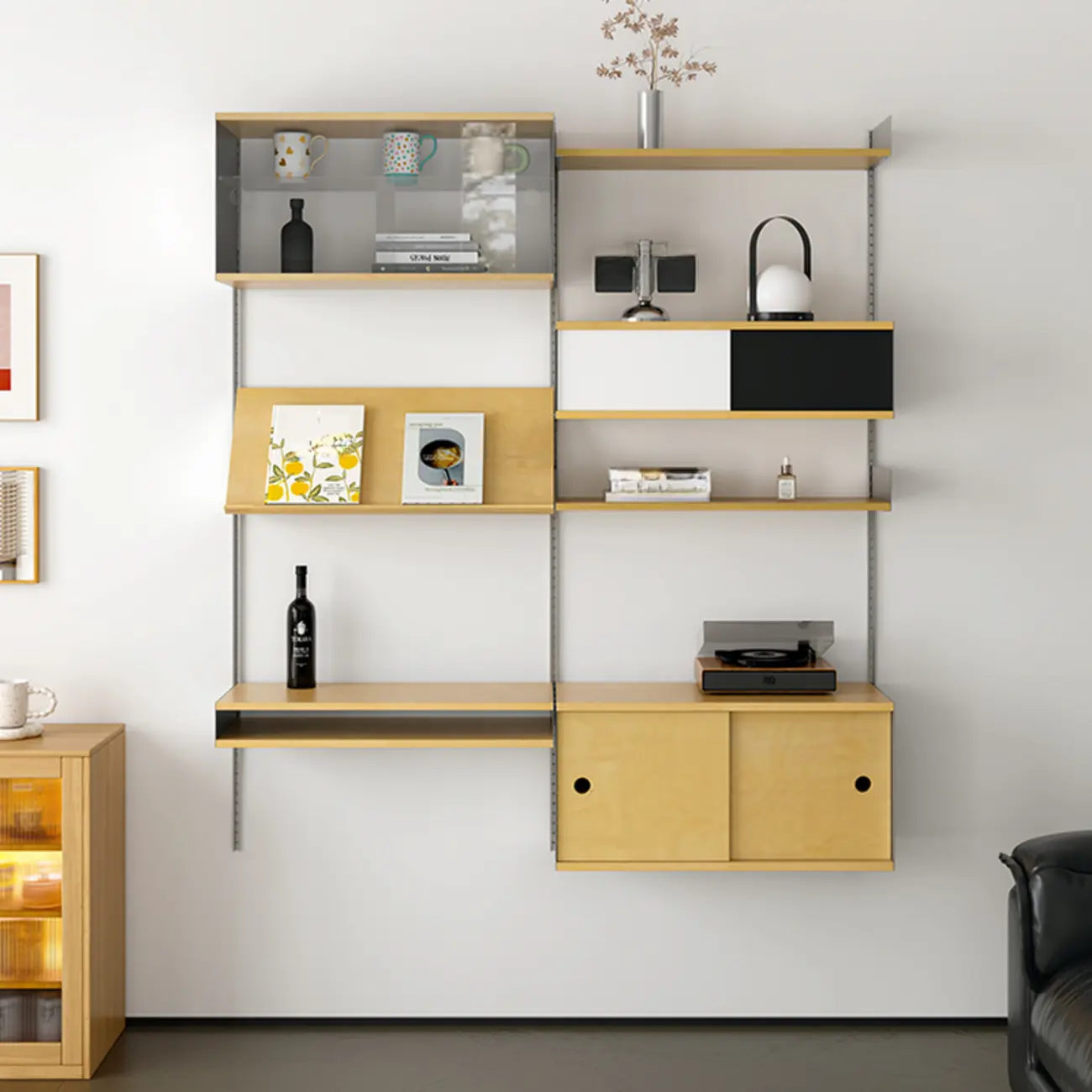 Modern Wall Mounted Display Floating Bookshelf With Storages Image - 6 | homeyfad