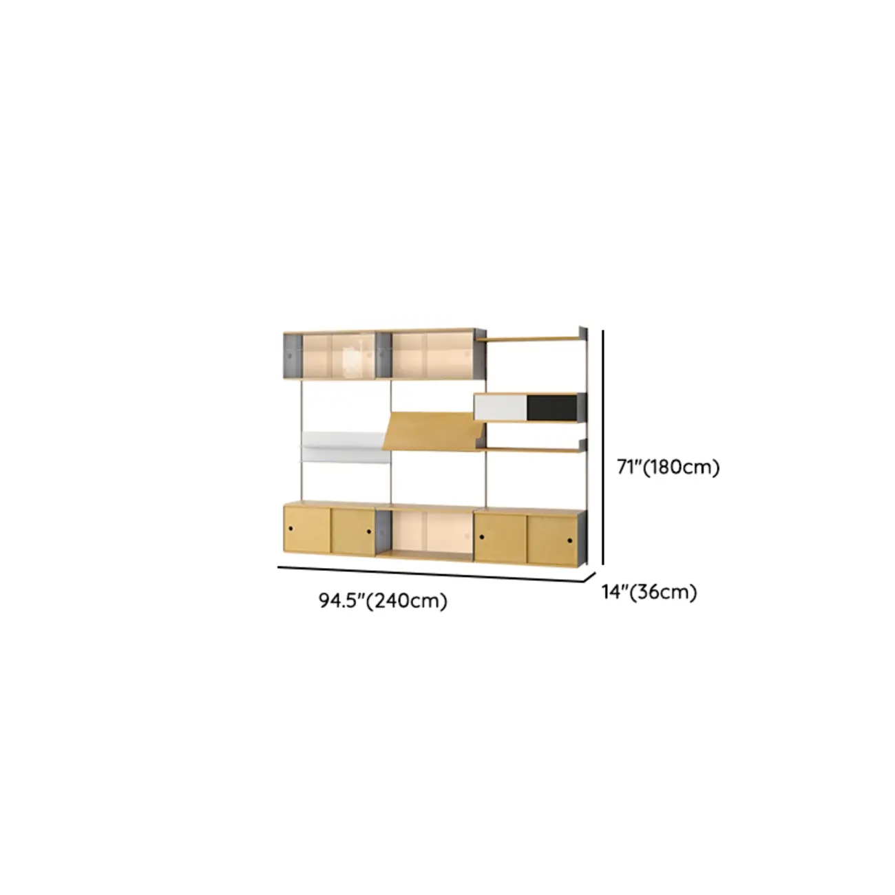 Modern Wall Mounted Display Floating Bookshelf With Storages #size | homeyfad