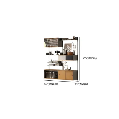 Modern Wall Mounted Display Floating Bookshelf With Storages Image - 15