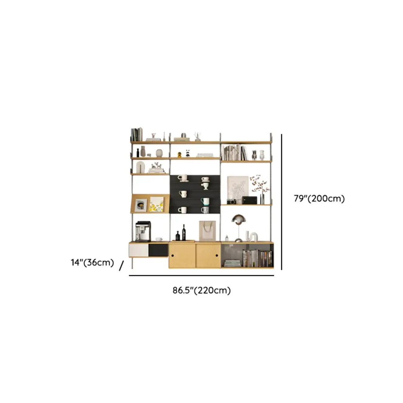 Modern Wall Mounted Display Floating Bookshelf With Storages Image - 20