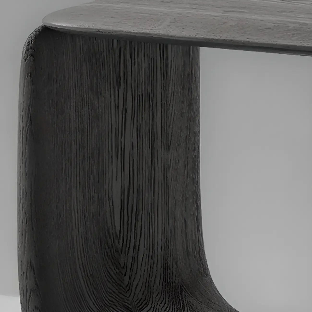 Modern Pedestal Wood Black Side Table Image - 5