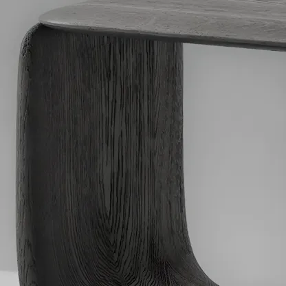 Modern Pedestal Wood Black Side Table Image - 5