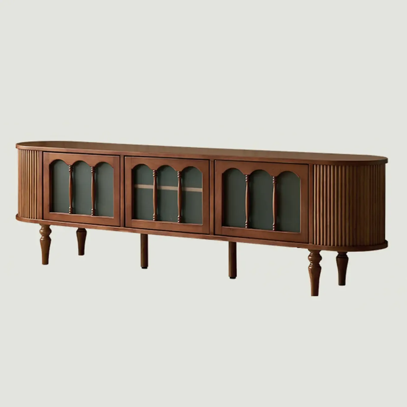 Art Deco Modern Wood TV Stand with Cable Management Image - 3